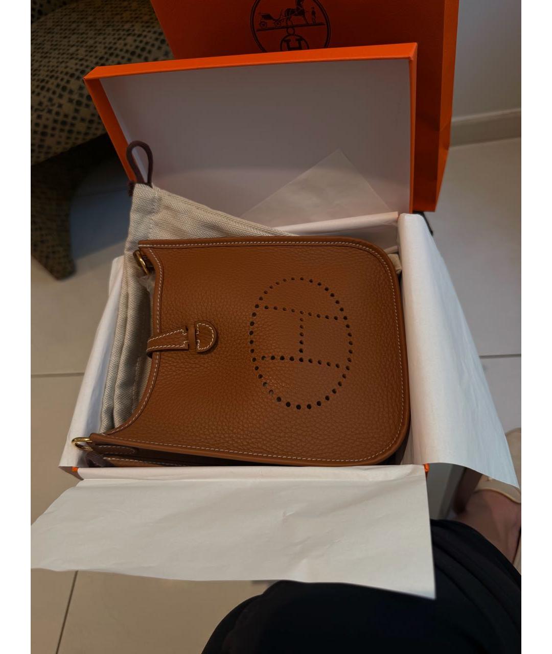 HERMES Коричневая кожаная сумка через плечо, фото 8
