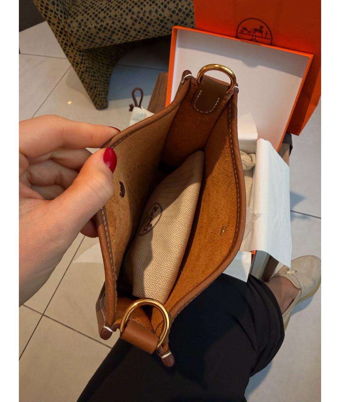 HERMES Коричневая кожаная сумка через плечо, фото 4