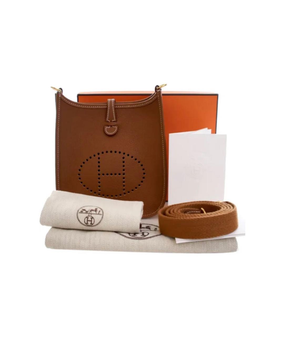 HERMES Коричневая кожаная сумка через плечо, фото 6