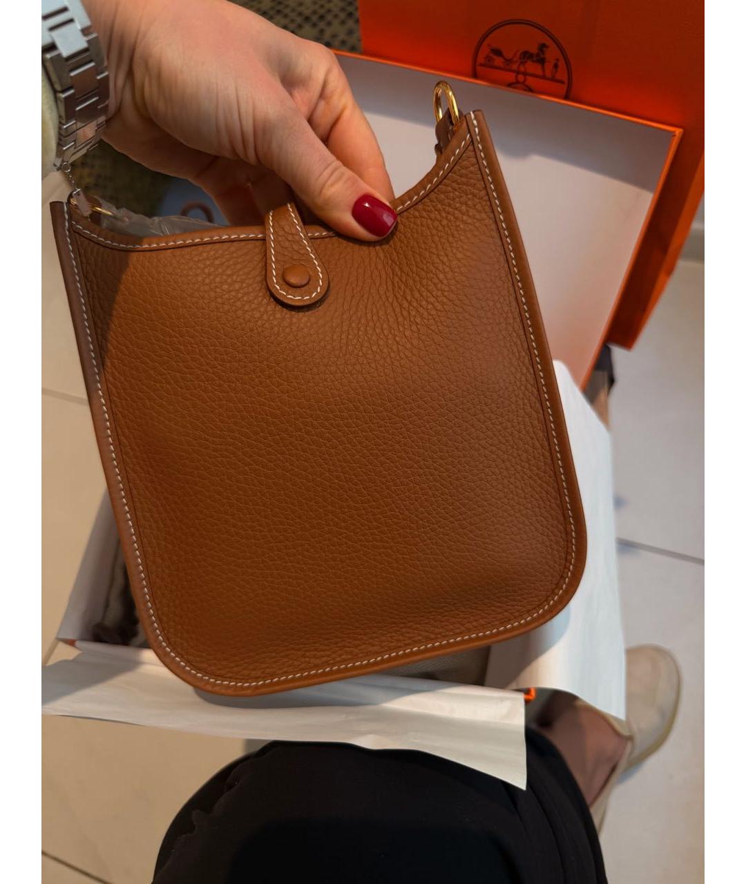 HERMES Коричневая кожаная сумка через плечо, фото 3