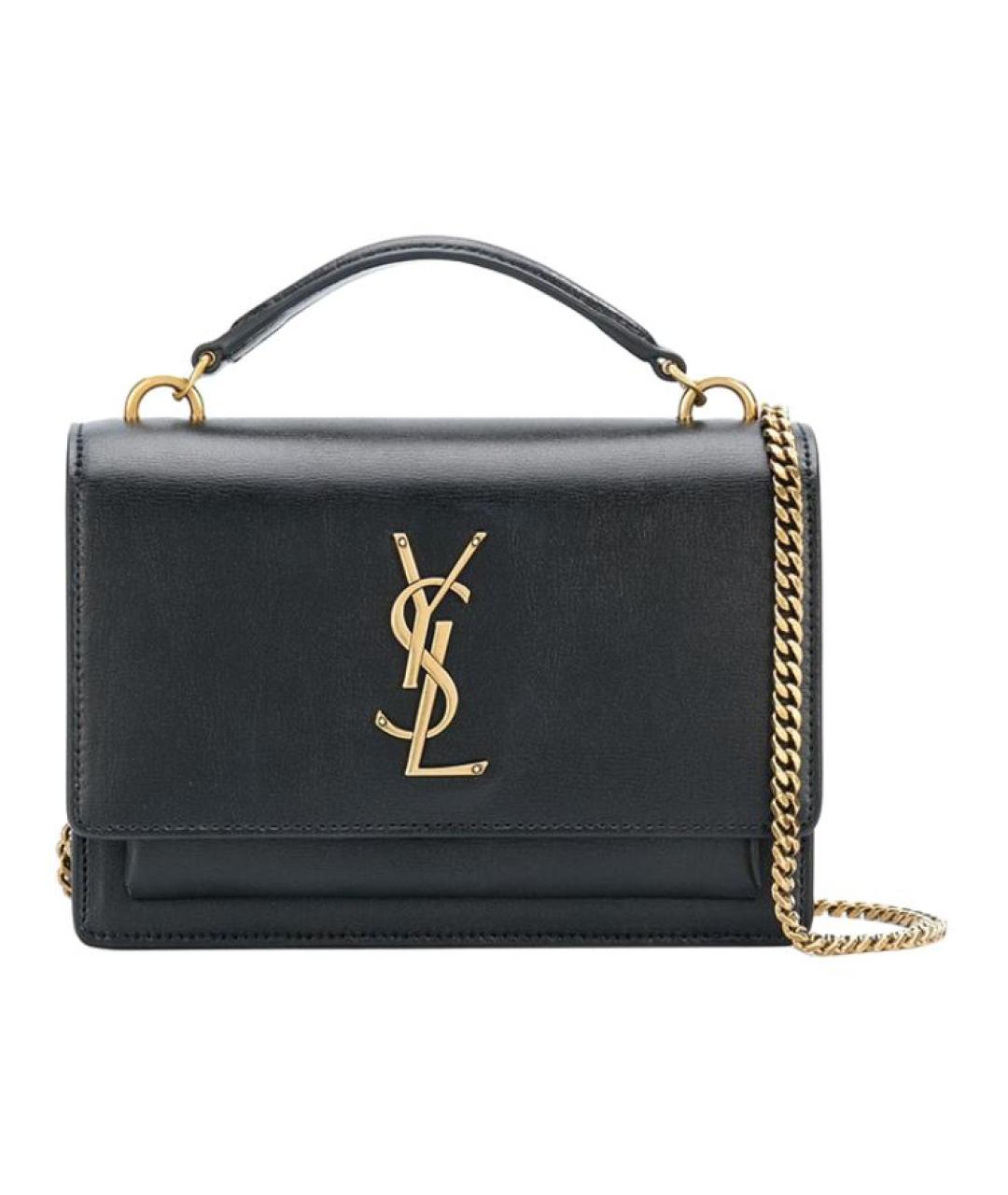 SAINT LAURENT Черная кожаная сумка через плечо, фото 1