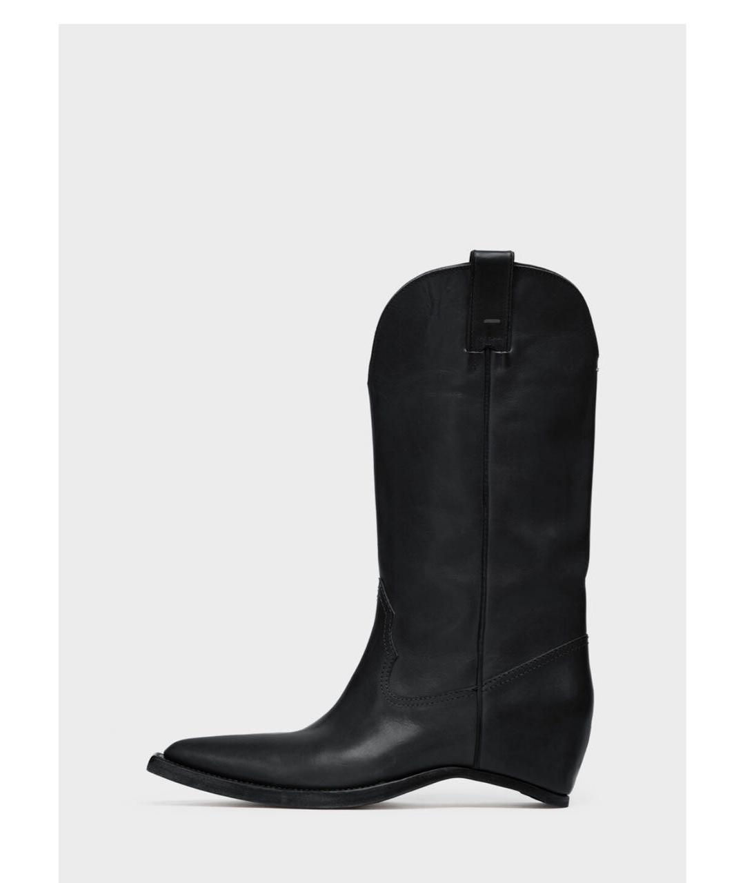 MAISON MARGIELA Черные кожаные сапоги, фото 2
