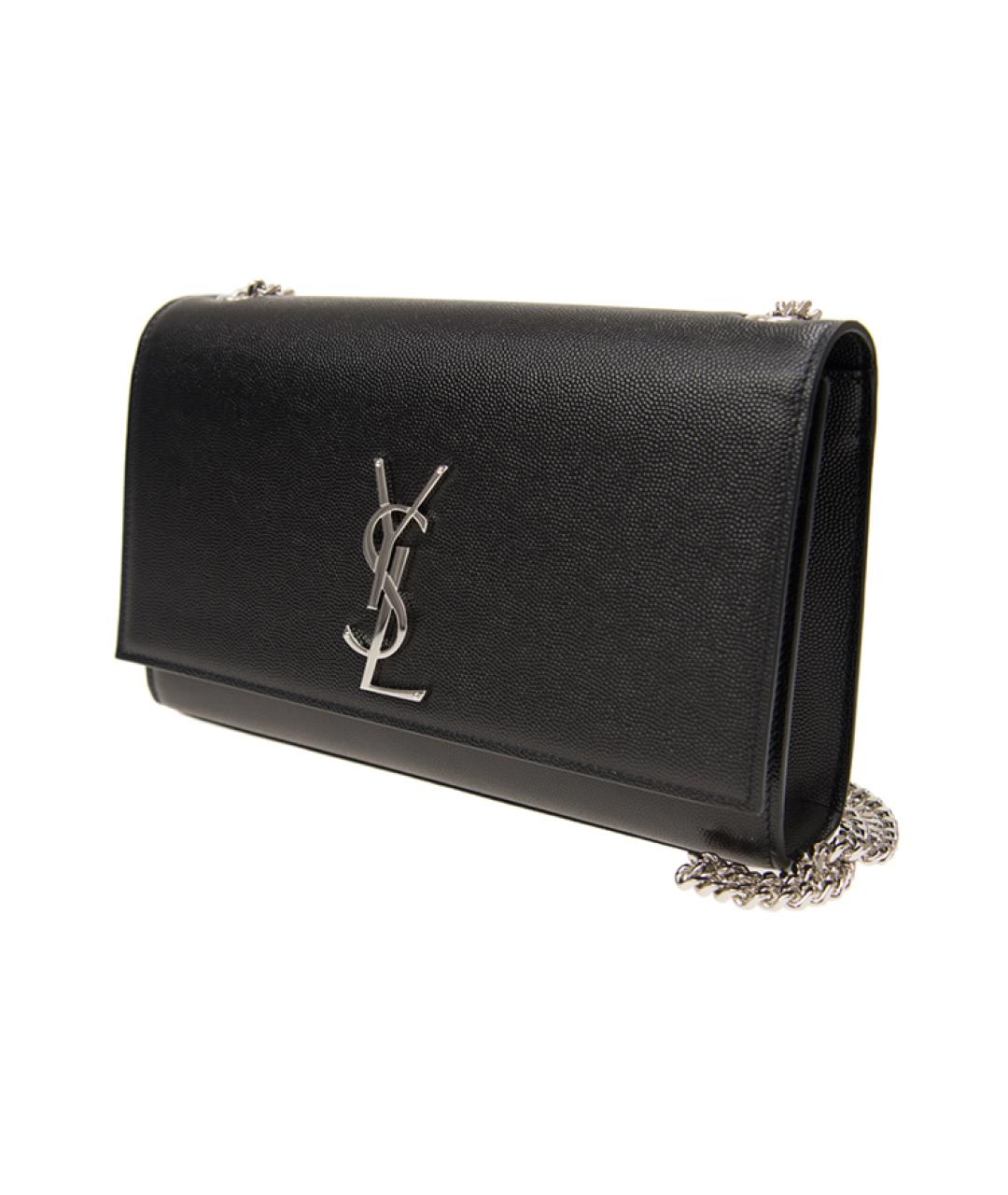 SAINT LAURENT Черная кожаная сумка через плечо, фото 3