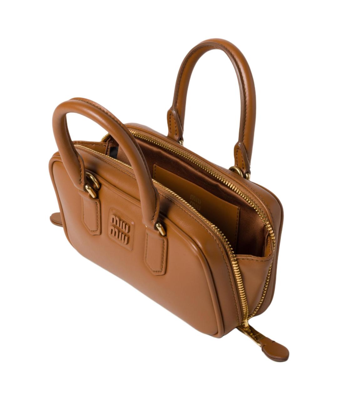 MIU MIU Коричневая кожаная сумка через плечо, фото 4