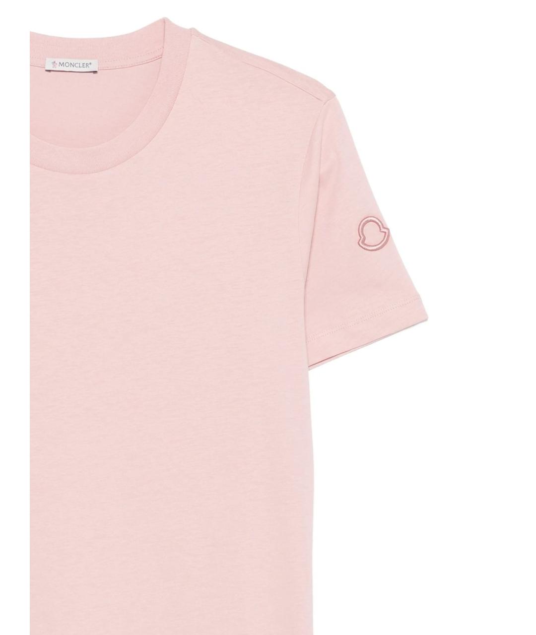 MONCLER Розовая хлопковая футболка, фото 2