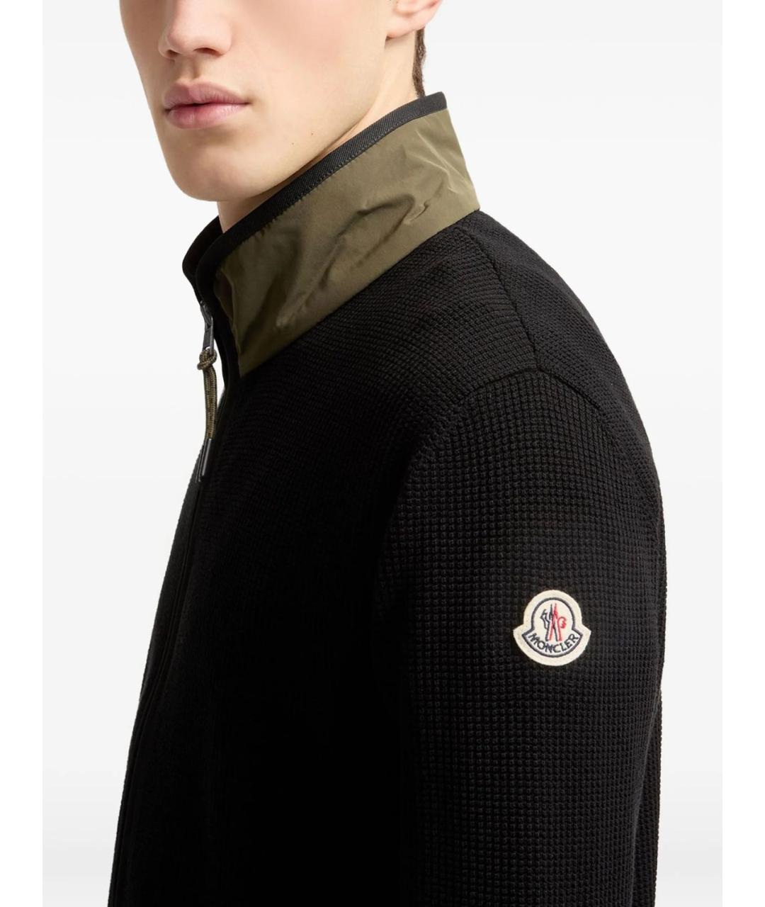 MONCLER Черный хлопковый кардиган, фото 5