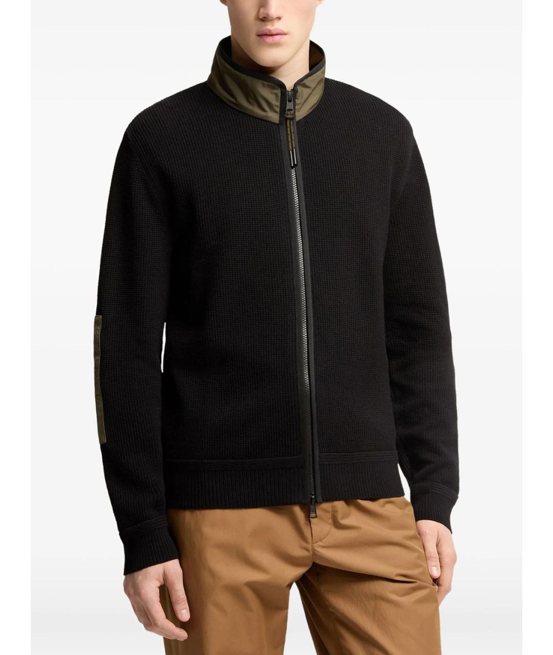 MONCLER Черный хлопковый кардиган, фото 2