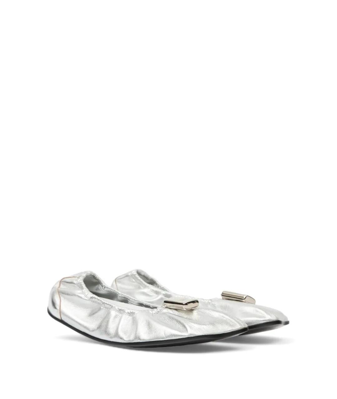 MM6 MAISON MARGIELA Серебряные кожаные балетки, фото 4
