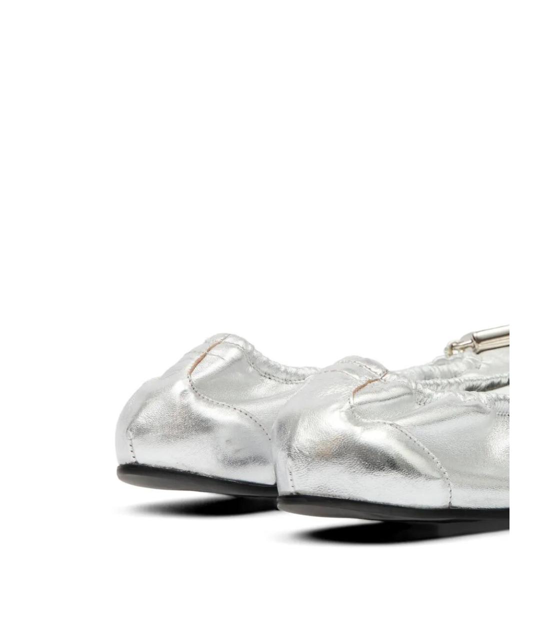 MM6 MAISON MARGIELA Серебряные кожаные балетки, фото 3