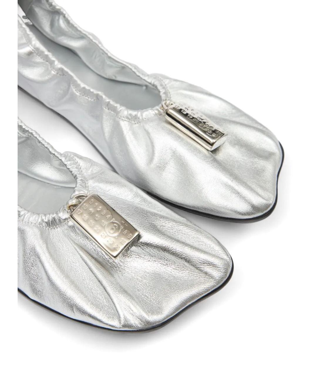 MM6 MAISON MARGIELA Серебряные кожаные балетки, фото 5