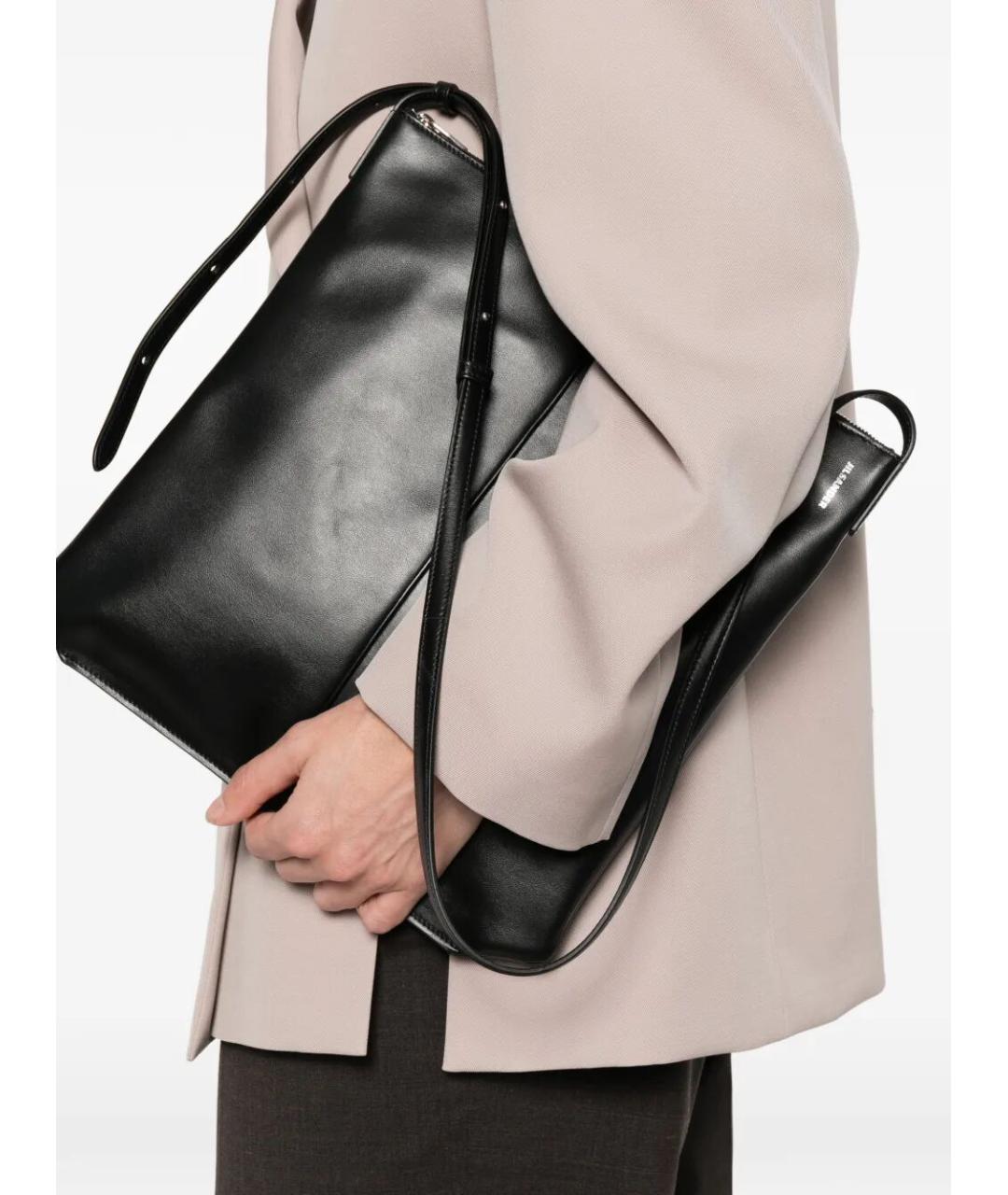 JIL SANDER Черная кожаная сумка через плечо, фото 3