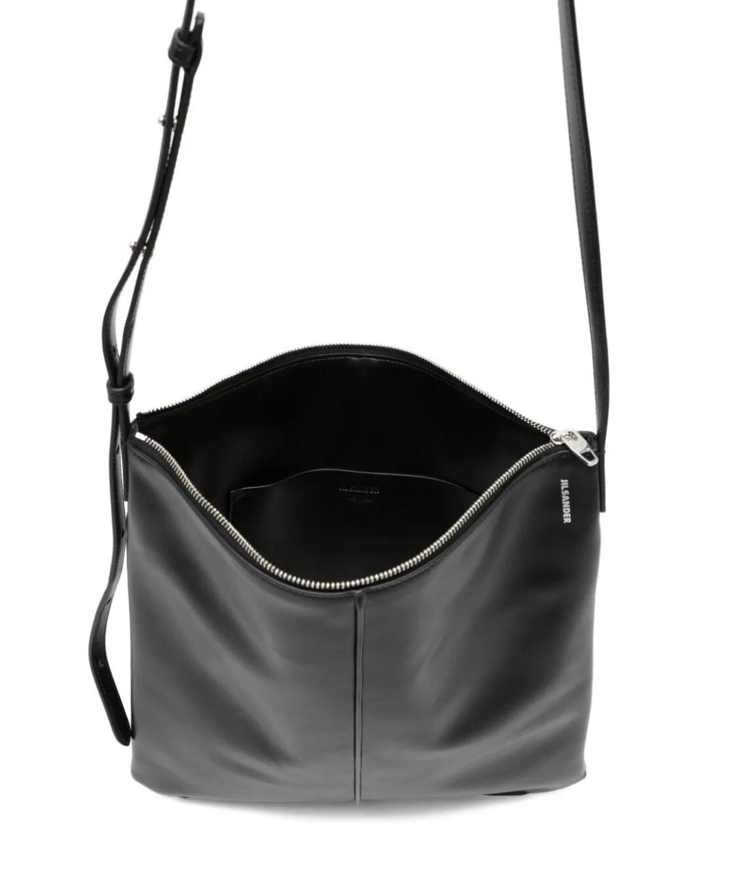 JIL SANDER Черная кожаная сумка через плечо, фото 2
