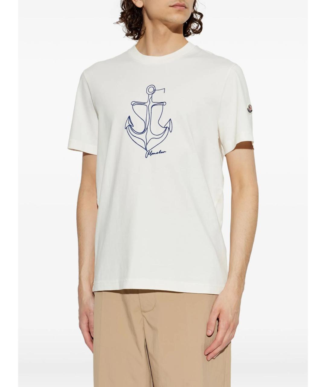 MONCLER Белая хлопковая футболка, фото 2