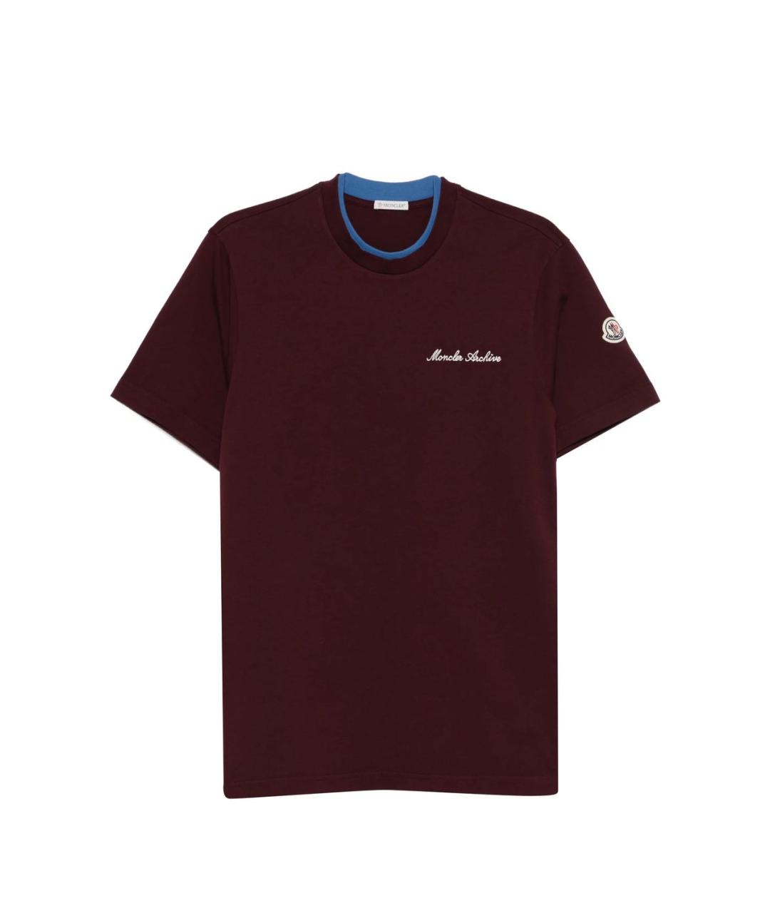 MONCLER Бордовая хлопковая футболка, фото 6