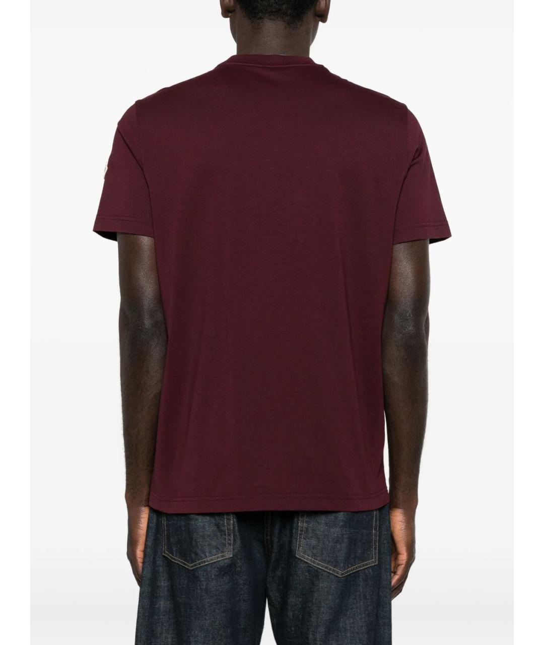 MONCLER Бордовая хлопковая футболка, фото 2