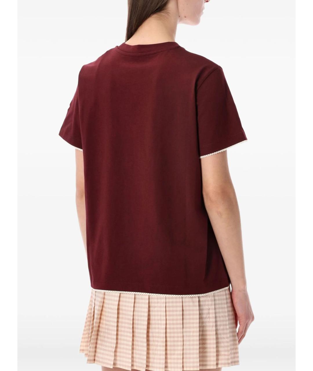 MONCLER Бордовая хлопковая футболка, фото 2