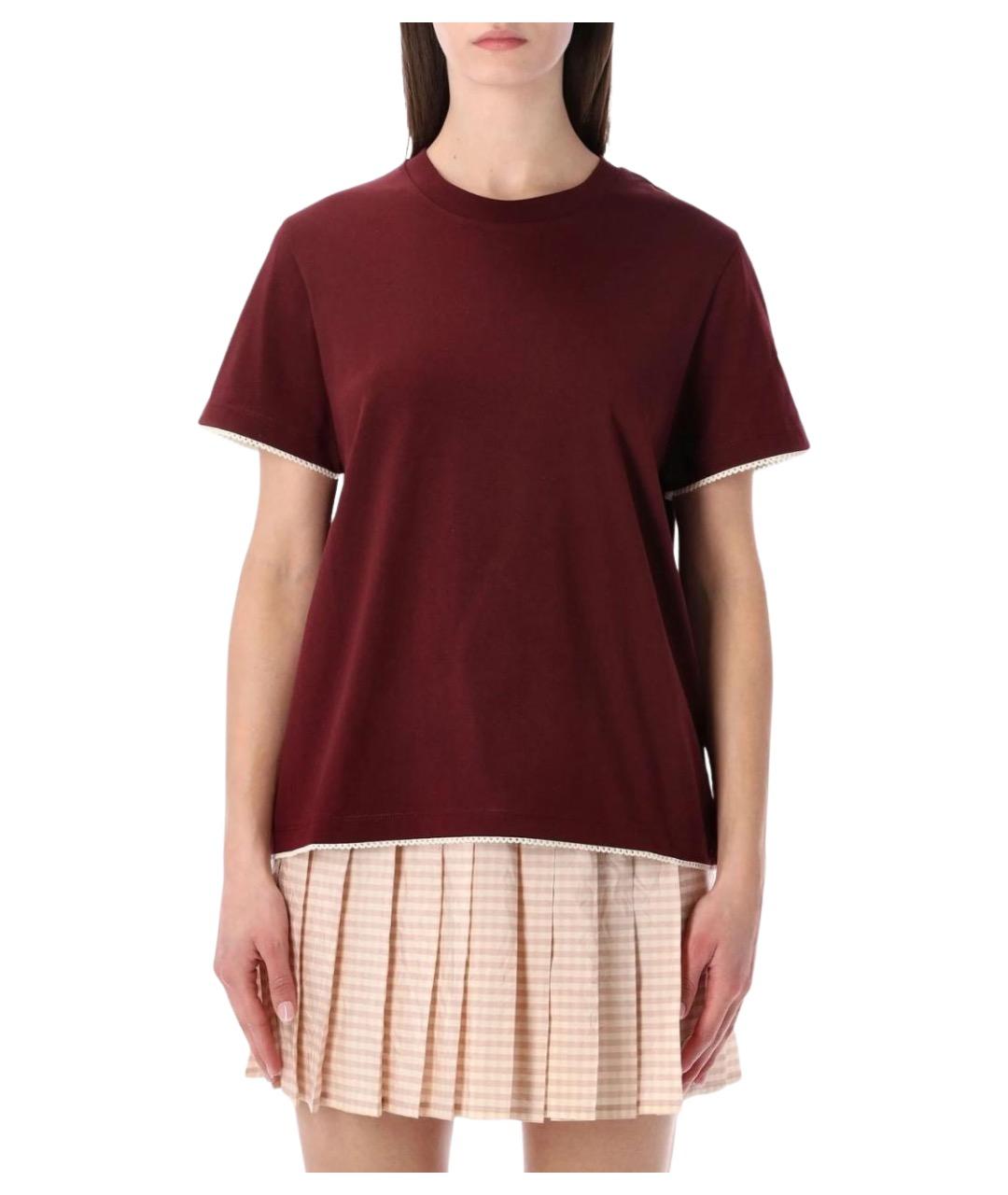 MONCLER Бордовая хлопковая футболка, фото 1