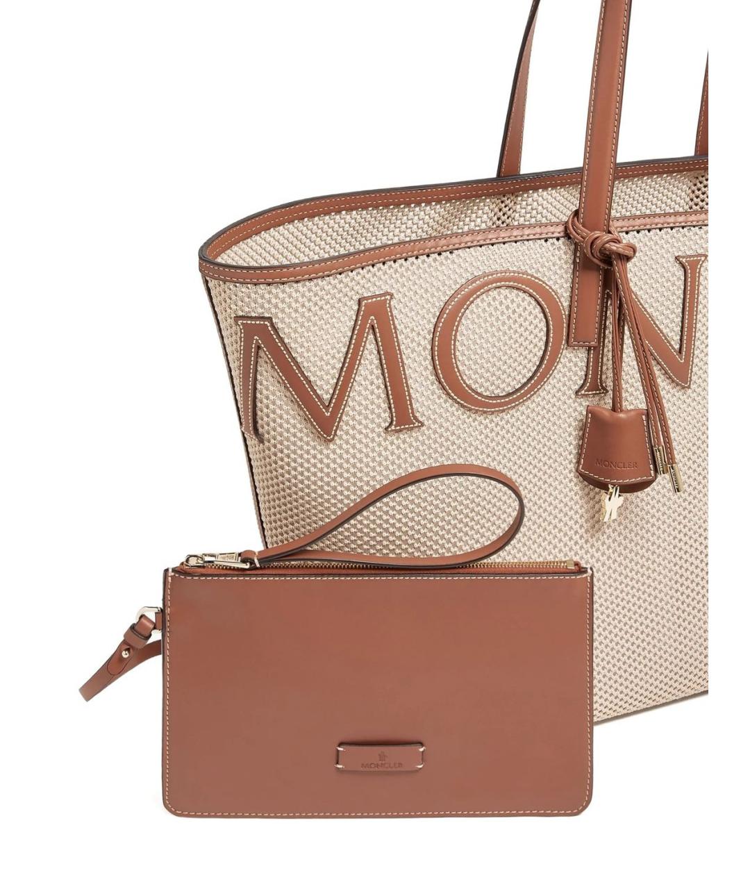 MONCLER Бежевая тканевая сумка тоут, фото 2