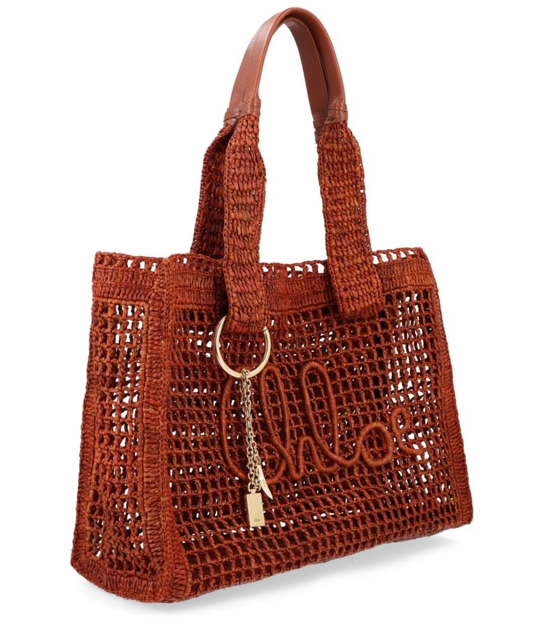 CHLOE Коричневая пелетеная сумка тоут, фото 3