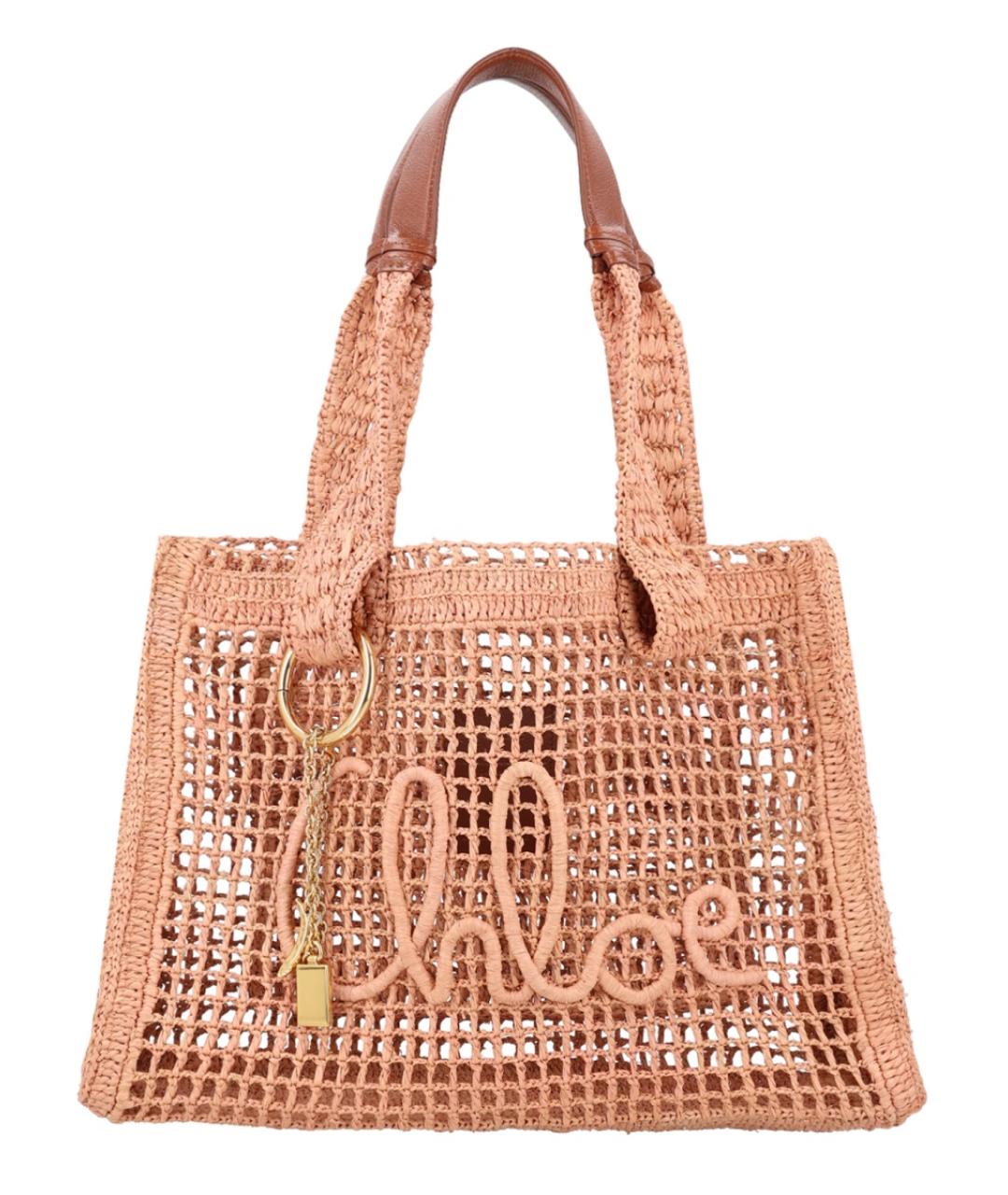 CHLOE Розовая пелетеная сумка тоут, фото 1