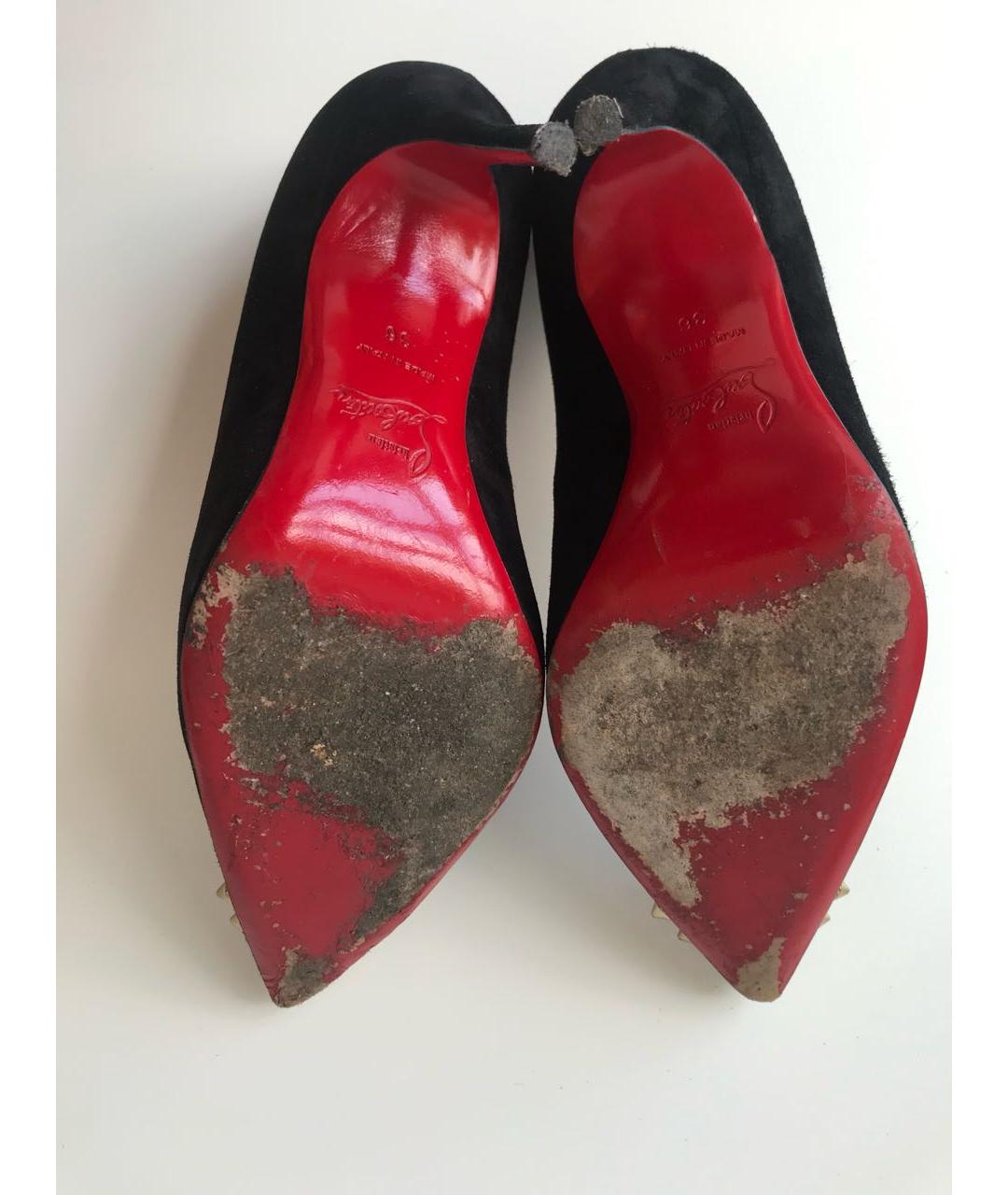 CHRISTIAN LOUBOUTIN Черные замшевые туфли, фото 5