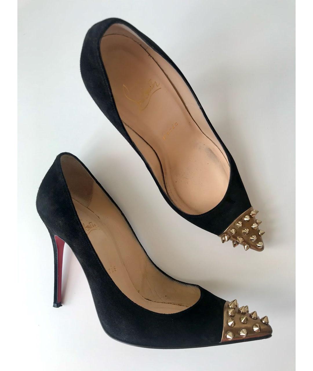 CHRISTIAN LOUBOUTIN Черные замшевые туфли, фото 7