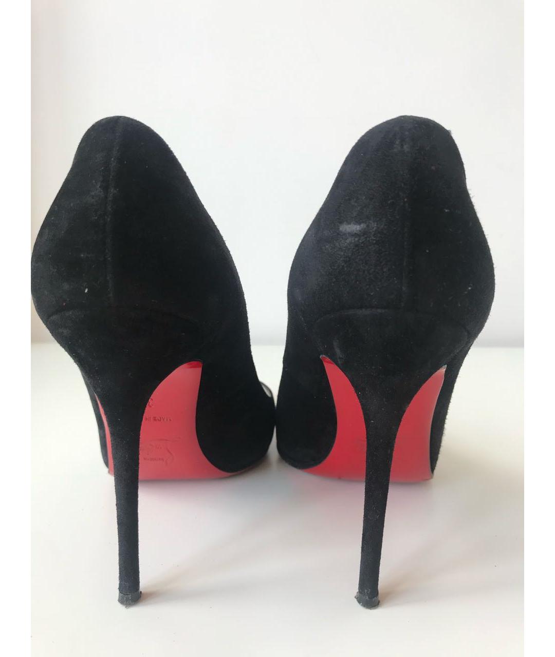 CHRISTIAN LOUBOUTIN Черные замшевые туфли, фото 4