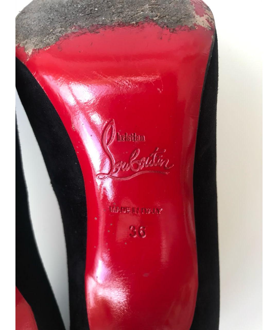 CHRISTIAN LOUBOUTIN Черные замшевые туфли, фото 8