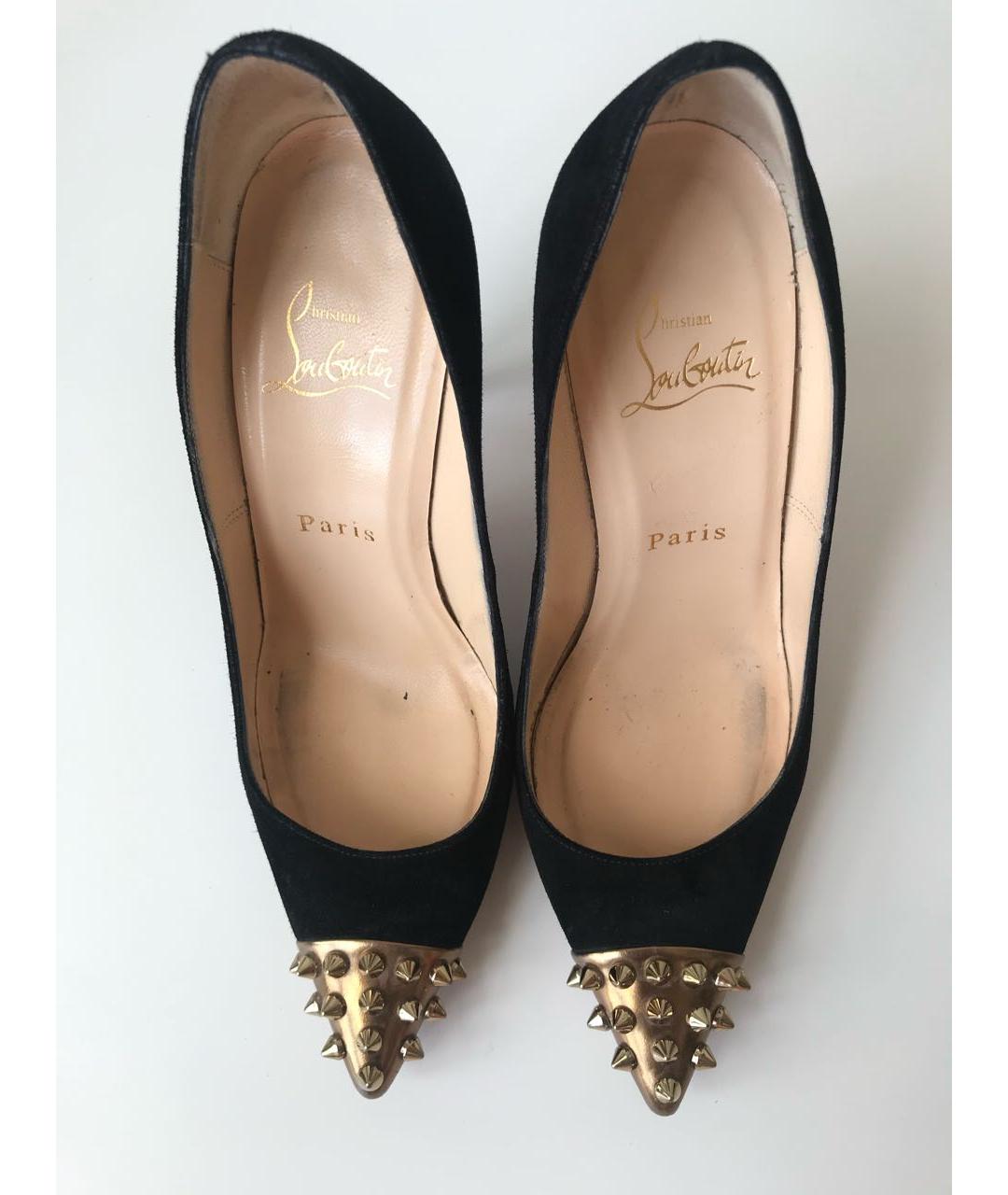 CHRISTIAN LOUBOUTIN Черные замшевые туфли, фото 3