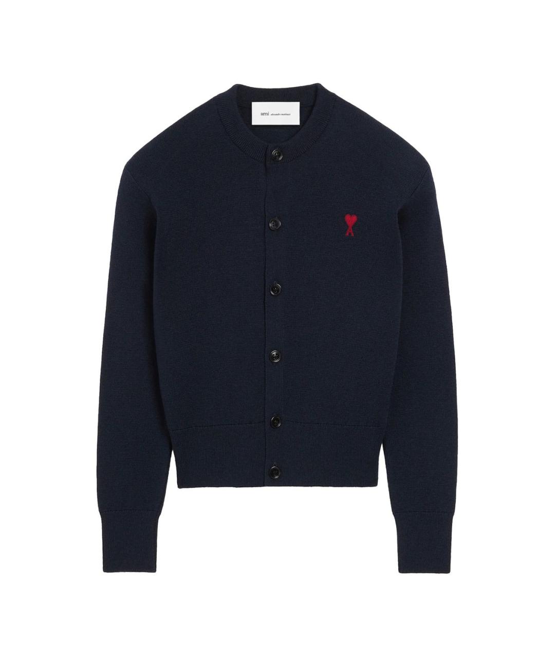 Ami Paris Темно-синий шерстяной кардиган, фото 4