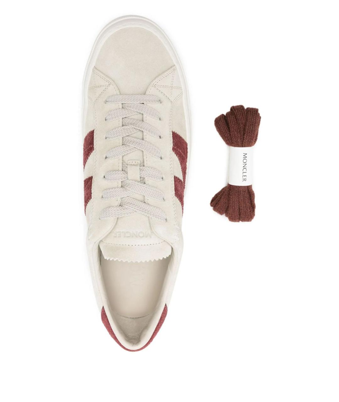 MONCLER Бежевые замшевые низкие кроссовки / кеды, фото 4