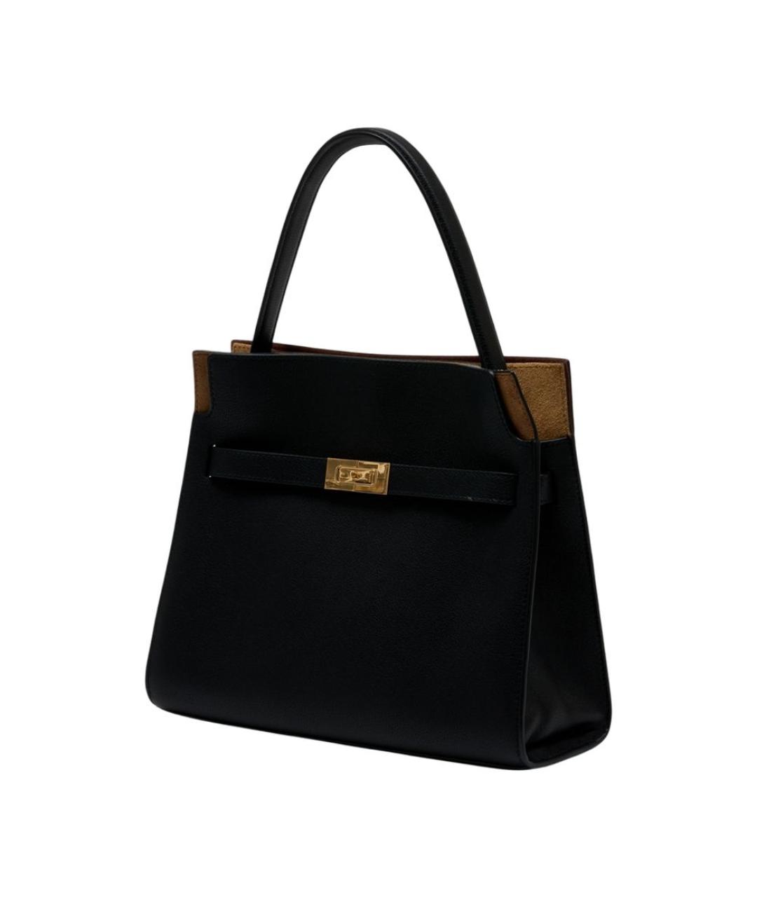 TORY BURCH Черная кожаная сумка с короткими ручками, фото 2