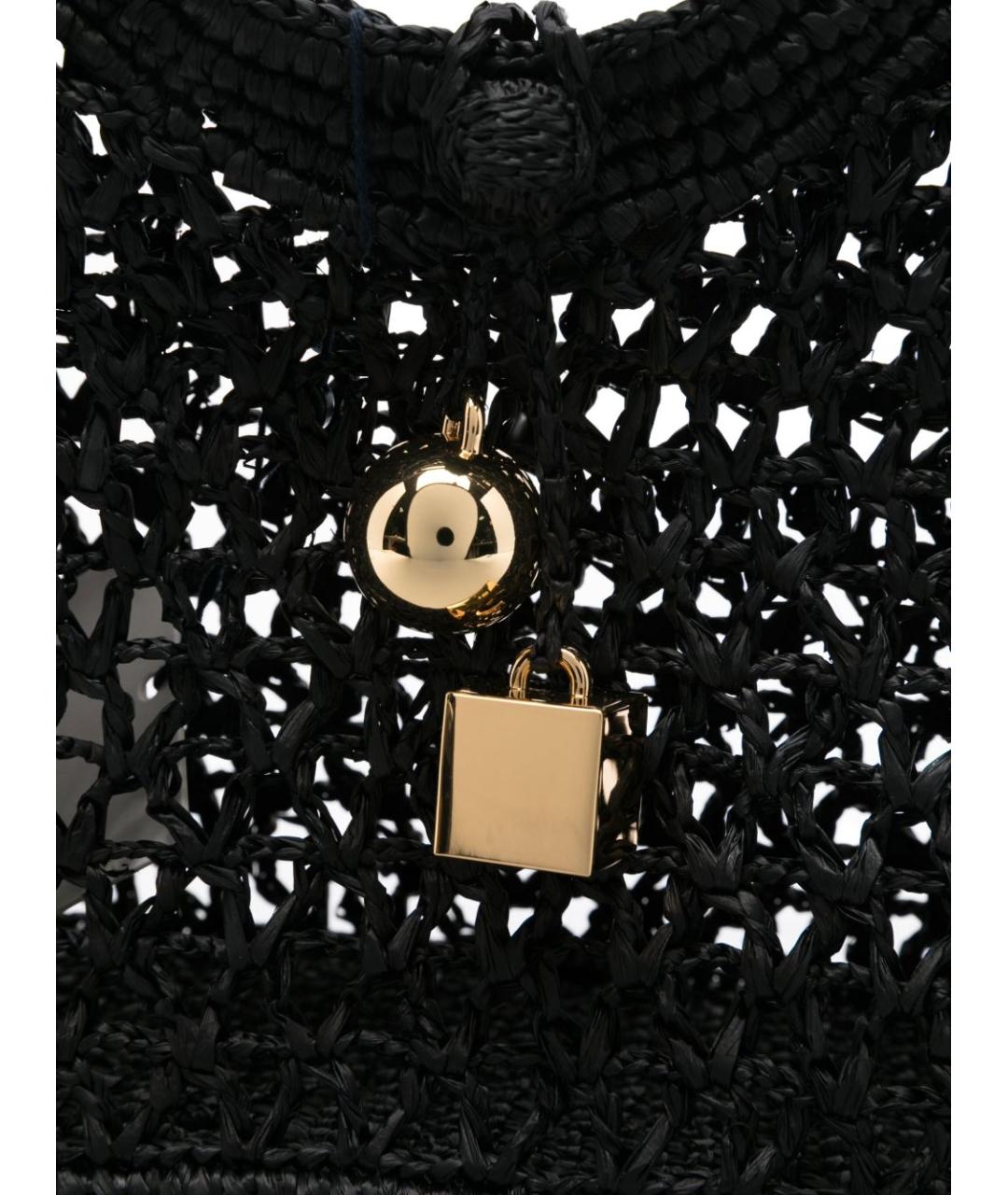 JACQUEMUS Черная пелетеная сумка с короткими ручками, фото 4