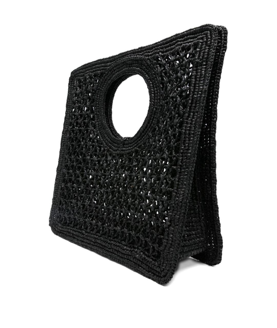 JACQUEMUS Черная пелетеная сумка с короткими ручками, фото 2