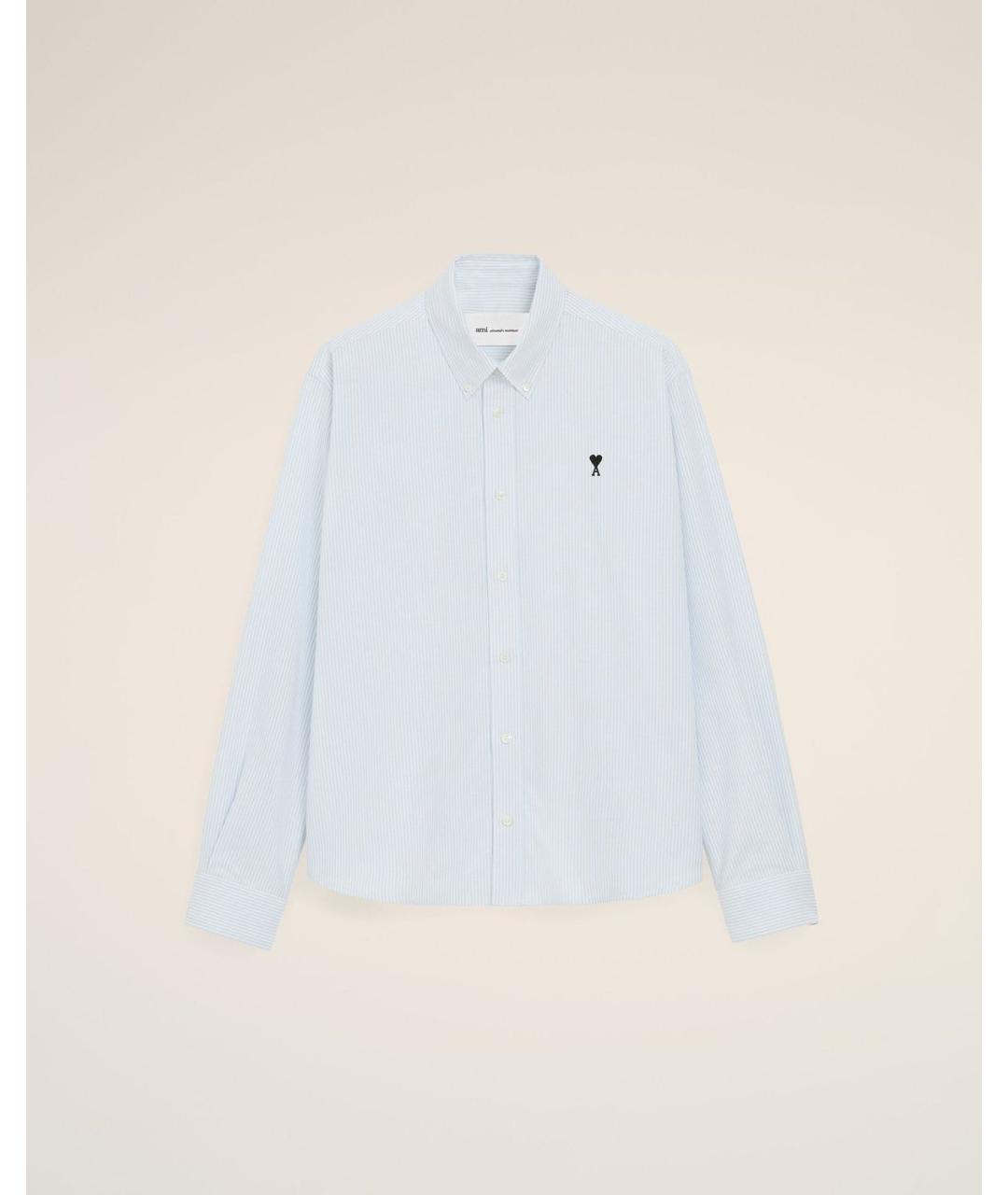 Ami Paris Голубая хлопковая кэжуал рубашка, фото 4