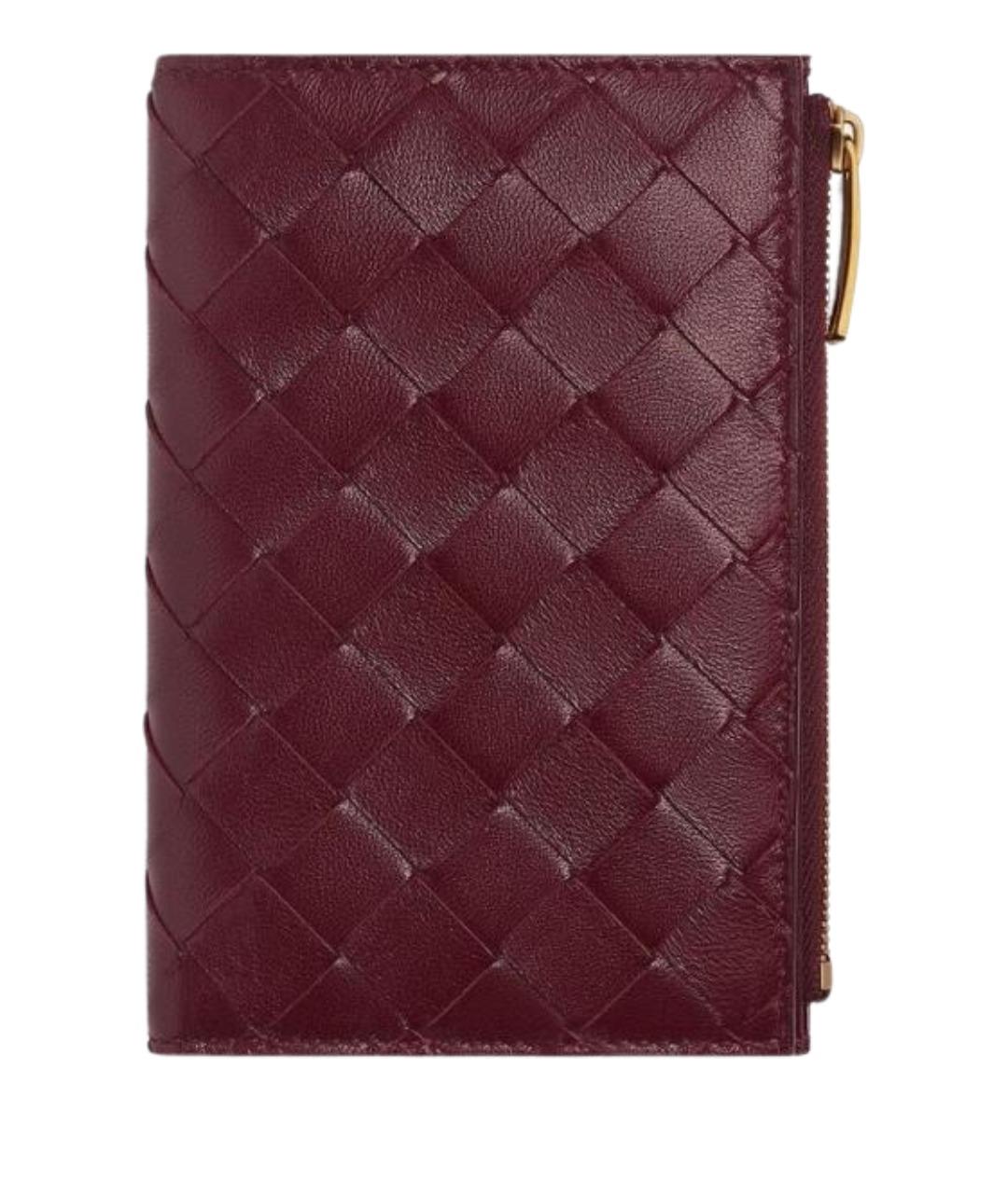 BOTTEGA VENETA Бордовый кожаный кошелек, фото 1
