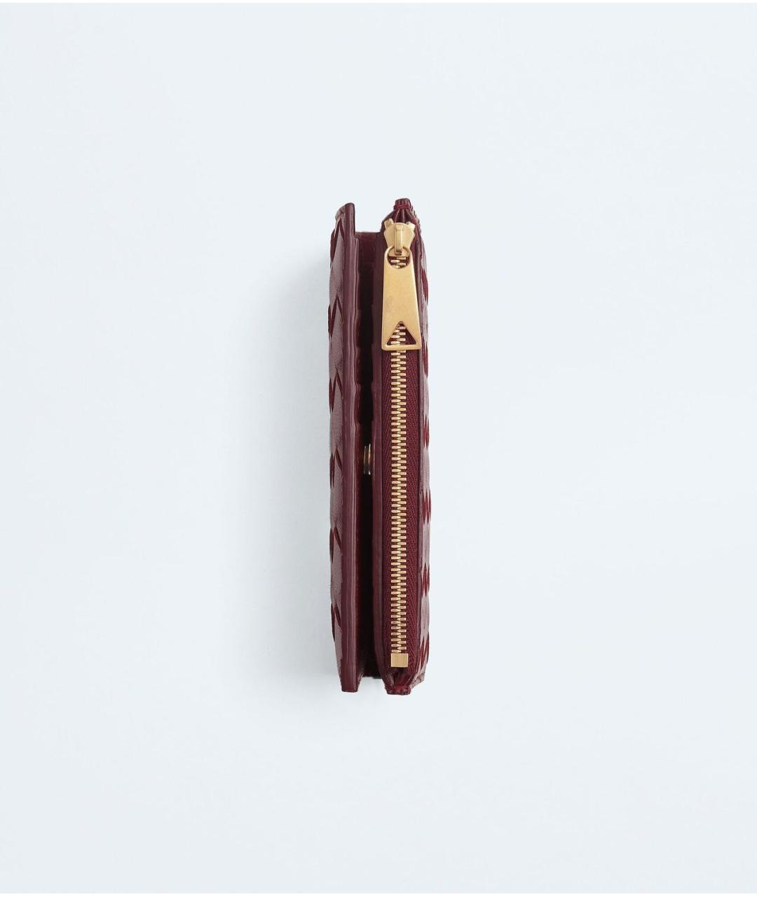 BOTTEGA VENETA Бордовый кожаный кошелек, фото 4