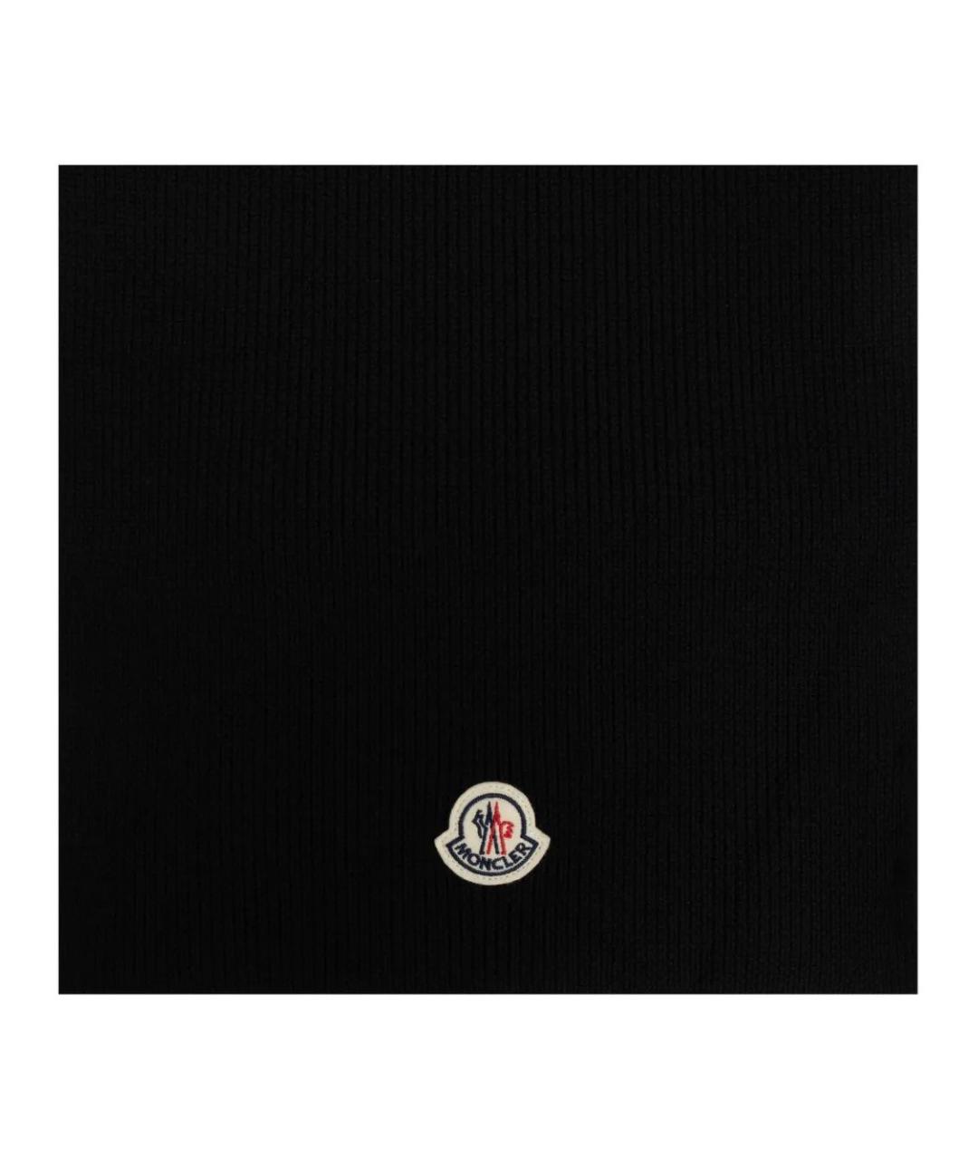 MONCLER Черный шерстяной шарф, фото 1