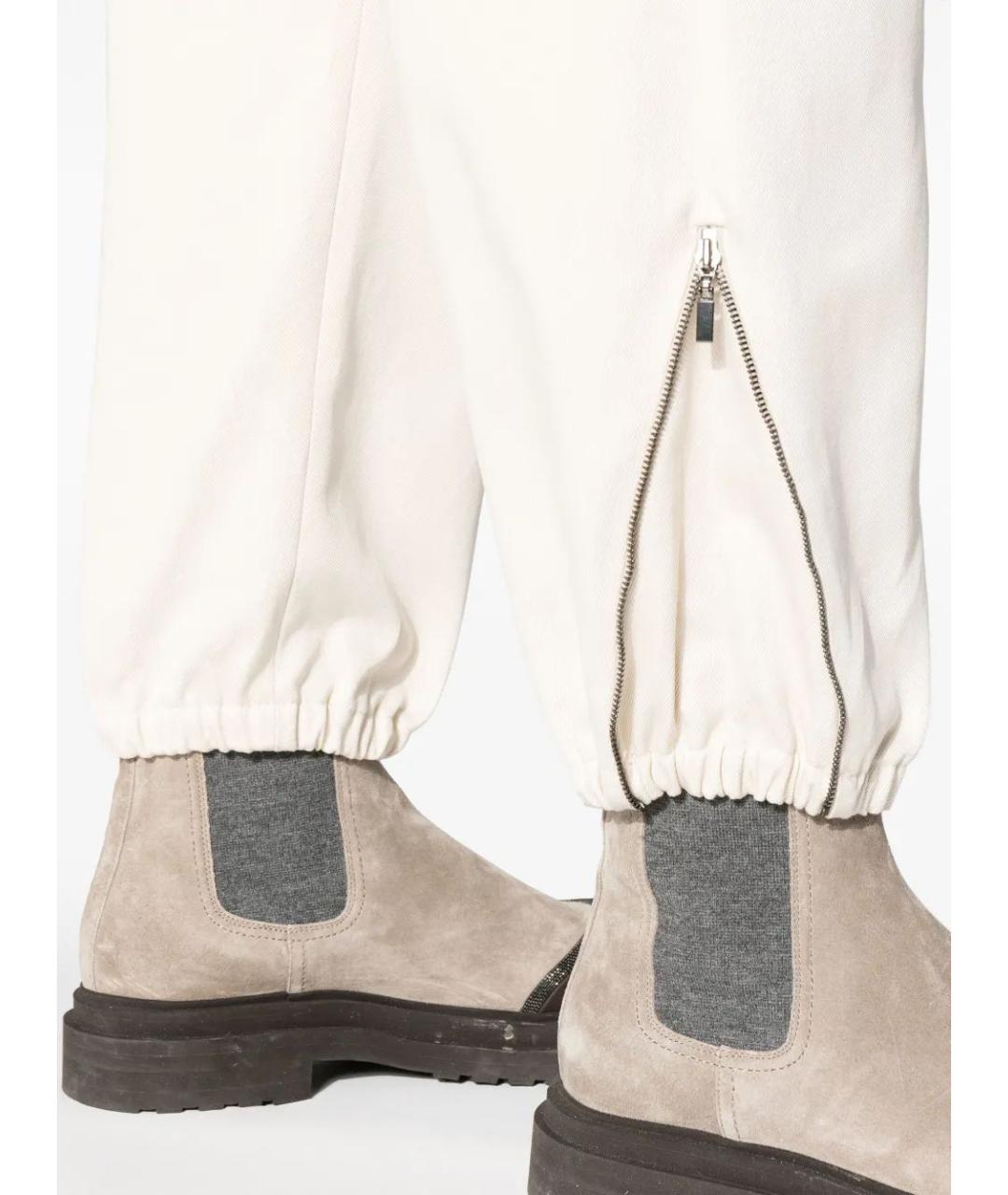 BRUNELLO CUCINELLI Бежевые хлопковые прямые брюки, фото 5