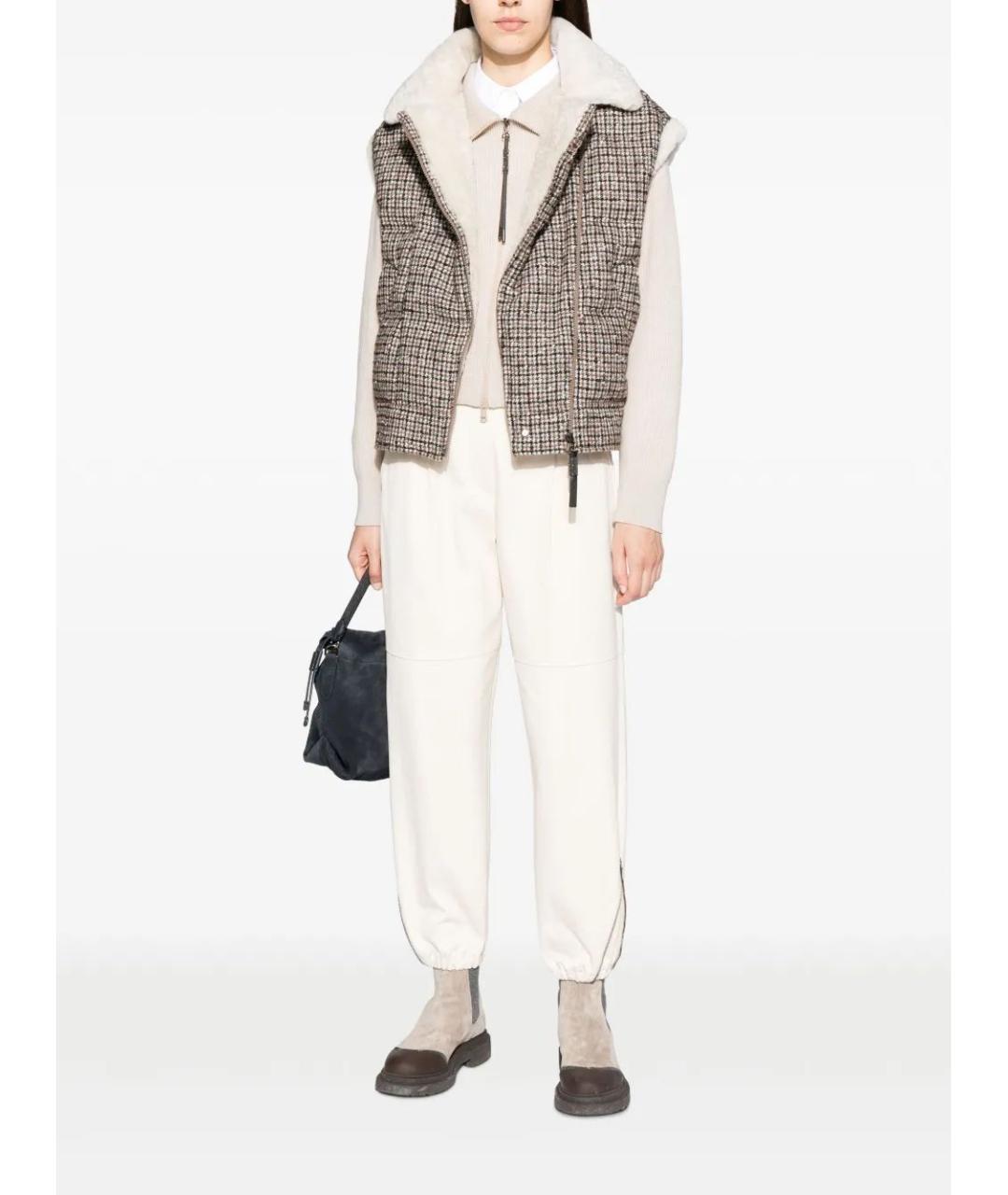 BRUNELLO CUCINELLI Бежевые хлопковые прямые брюки, фото 2