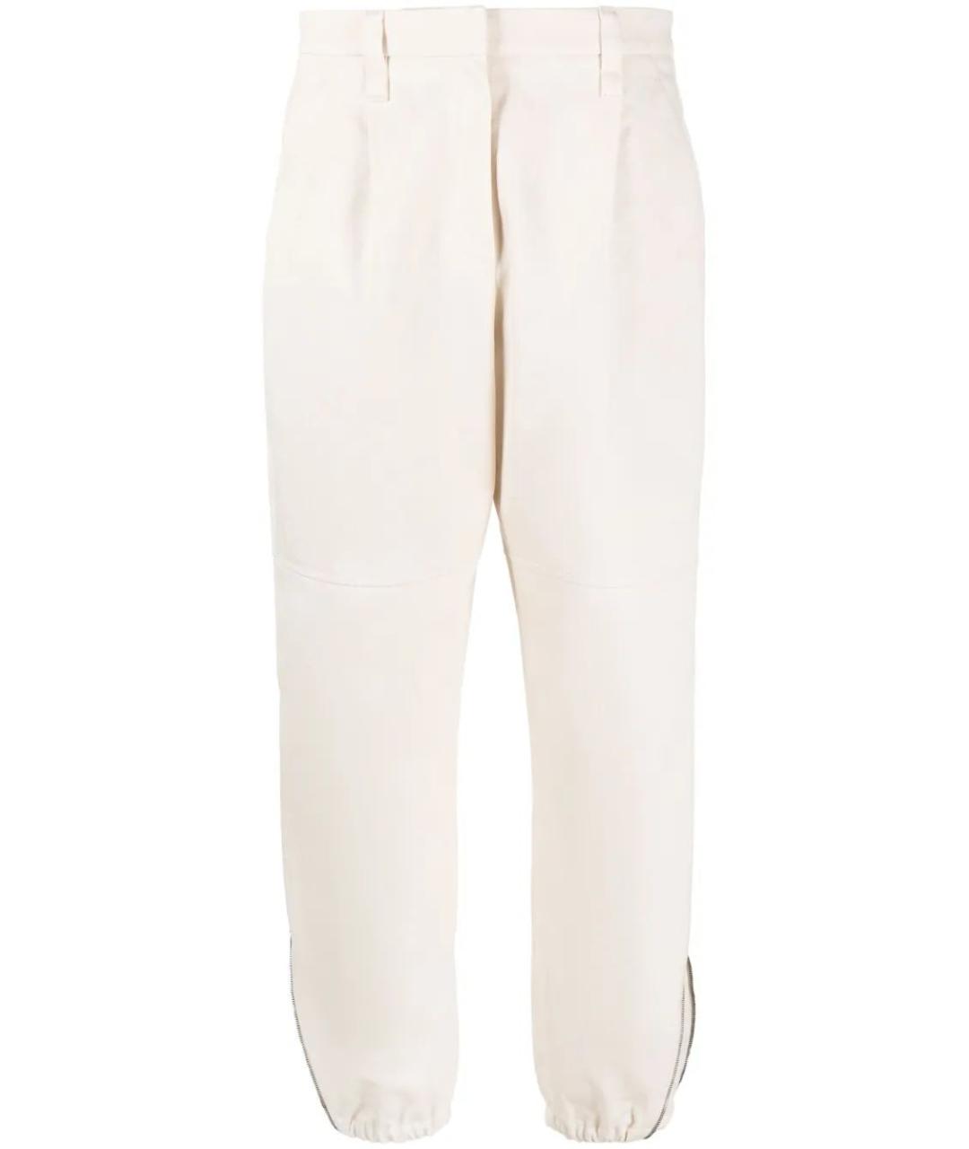 BRUNELLO CUCINELLI Бежевые хлопковые прямые брюки, фото 1