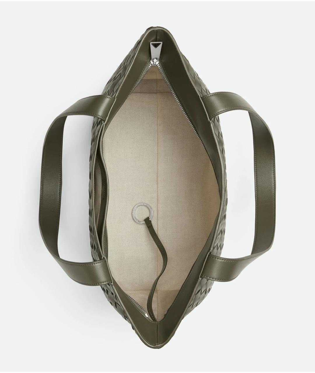 BOTTEGA VENETA Зеленая кожаная сумка тоут, фото 3