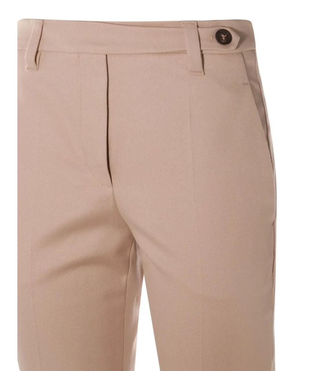 BRUNELLO CUCINELLI Бежевые хлопковые брюки узкие, фото 3