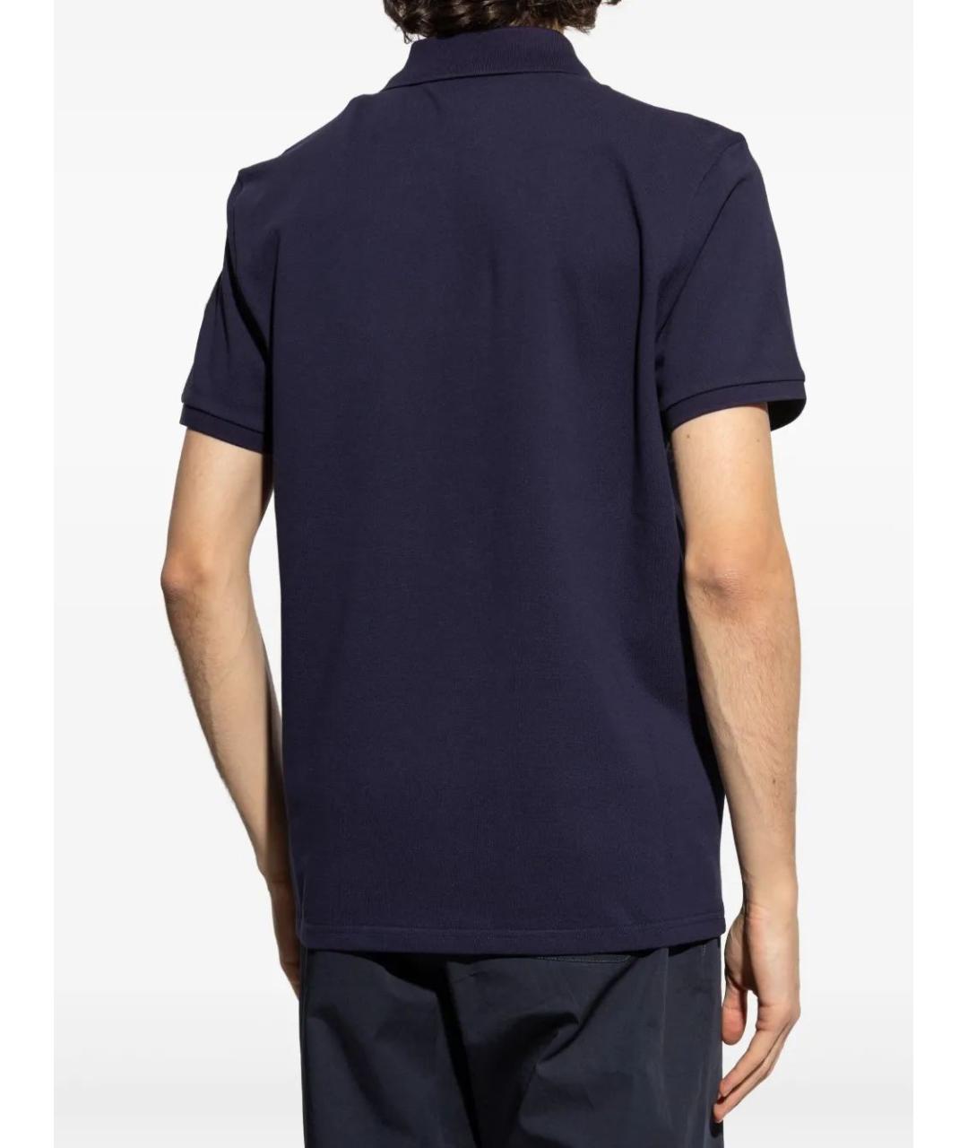 MONCLER Синее хлопковое поло с коротким рукавом, фото 4