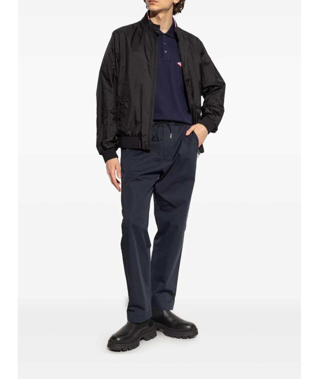 MONCLER Синее хлопковое поло с коротким рукавом, фото 2