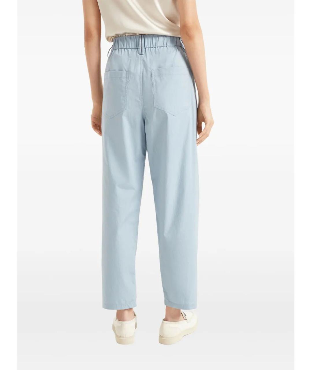 BRUNELLO CUCINELLI Голубые хлопковые прямые брюки, фото 4