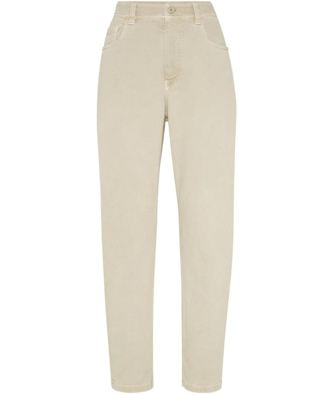 BRUNELLO CUCINELLI Бежевые хлопковые джинсы слим, фото 1