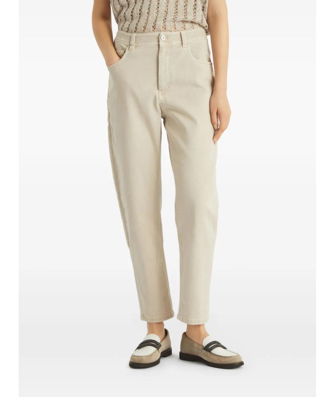 BRUNELLO CUCINELLI Бежевые хлопковые джинсы слим, фото 3