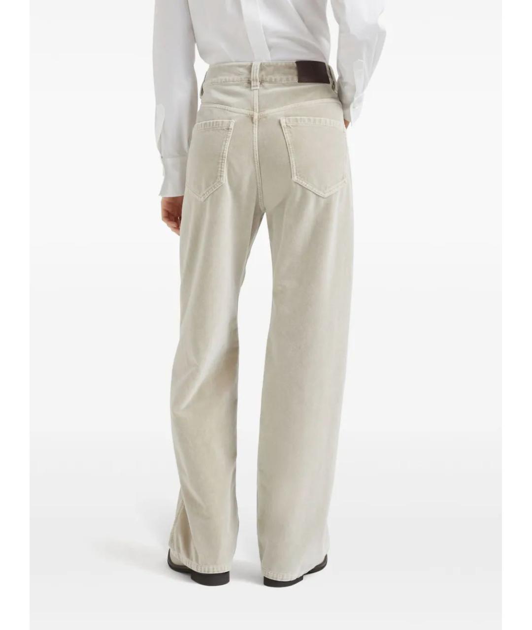 BRUNELLO CUCINELLI Бежевые хлопковые прямые брюки, фото 4
