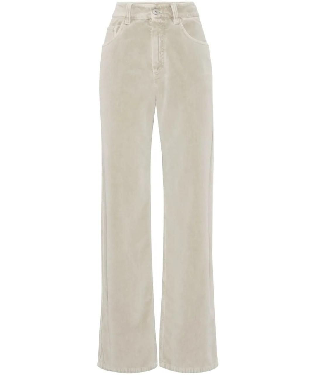 BRUNELLO CUCINELLI Бежевые хлопковые прямые брюки, фото 1